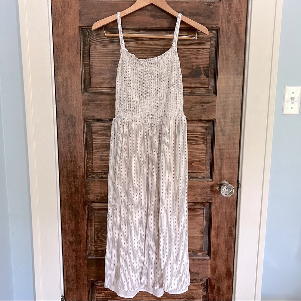 Cream Smocked Cami Midi Dress